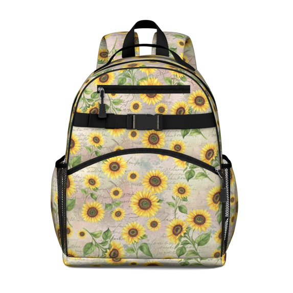 Sunflower Pink Pattern Cute School Backpack Bag for School with Padded Back and Adjustable Shoulder Straps 15.25"x11.5"x5.25"