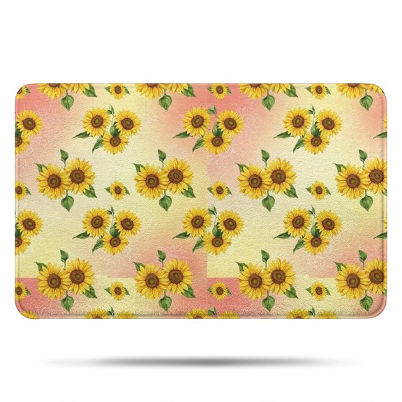 Sunflower Pink Pattern Non Slip Microfiber Bathroom Rugs, Soft Rubber Backing Bath Mats for Bathroom Floor Tub and Shower,17"x27"
