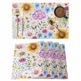 thumbnail image 1 of Sunflower Placemats Set of 12, Colorful Flowers Summer Botanical Watercolor Placemats for Dining Table, Place Mats for Kitchen Tabletop, Waterproof Wipeable Dining Table Mats Set, 1 of 9