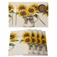 thumbnail image 1 of Sunflower Placemats Set of 12 Farm Floral Watercolor Plaid Botanicals Place Mats Indoor Wipeable Table Mats Washable Cloth Dining Table Placemats for Kitchen Holiday Party Home Decor 13x19 Inch, 1 of 9
