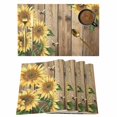 thumbnail image 1 of Sunflower Placemats Set of 12, Farmhouse Floral Bee Brown Vintage Wood Grain Placemats for Dining Table, Place Mats for Kitchen Tabletop, Waterproof Wipeable Dining Table Mats Set, 1 of 9