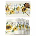 thumbnail image 1 of Sunflower Placemats Set of 4, Country Botanical Floral Butterfly Bee Striped Placemats for Dining Table, Place Mats for Kitchen Tabletop, Waterproof Wipeable Dining Table Mats Set, 1 of 9