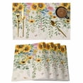 thumbnail image 1 of Sunflower Placemats Set of 4 Rustic Summer Botanical Eucalyptus Leaf Place Mats Indoor Wipeable Table Mats Washable Cloth Dining Table Placemats for Kitchen Holiday Party Home Decor 13x19 Inch, 1 of 9