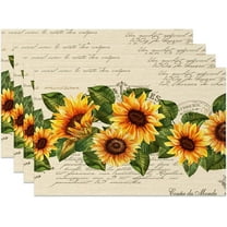 Sunflower Placemats Set of 4 Summer Yellow Flower Kitchen Table Waterproof Floral Placemat 12x18 Inch Seasonal Rustic Holiday Dining Table Mats Indoor for Kitchen Table Washable