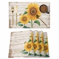 thumbnail image 1 of Sunflower Placemats Set of 4 Yellow Summer Flowers Bee Botanical Wooden Place Mats Indoor Wipeable Table Mats Washable Cloth Dining Table Placemats for Kitchen Holiday Party Home Decor 13x19 Inch, 1 of 9