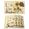 thumbnail image 1 of Sunflower Placemats Set of 6, Yellow Plaid Lattice You Are My Sunshine Placemats for Dining Table, Place Mats for Kitchen Tabletop, Waterproof Wipeable Dining Table Mats Set, 1 of 9
