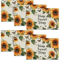 Sunflower Placemats Set of 6 Home Sweet Home Table Mats Washable Farmhouse Place Mats for Party Indoor Kitchen Dining Table Decoration 12x18 Inch
