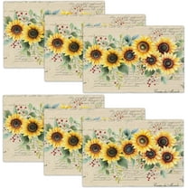Sunflower Placemats Set of 6 Sunflower Table Mats Washable Place Mats for Home Party Indoor Kitchen Dining Table Decoration 12x18 Inch