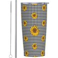 thumbnail image 1 of Sunflower Plaid 20 oz Travel Tumbler with Lid and Straw Insulated Coffee Mug Double Wall Vacuum Ice Coffee Cup Reusable Water Bottle Gifts for Women Men, 1 of 6