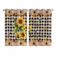 thumbnail image 1 of Sunflower Plaid Kitchen Curtains 63 Inch Length, Country Sunshine Star Vintage Bee Black Grommet Top Bedroom Living Room Curtains, Light Filtering Cafe Curtain Drapes 2 Panels Set 104''x63'', 1 of 9
