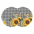 thumbnail image 1 of Sunflower Plaid Round 13 Inch Placemats Set of 2, Black White Checkered Yellow Floral HeatResistant Non Slip Place Mats for Dining Table, Wipeable Braided Kitchen Table Mats for Housewarming, 1 of 9