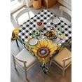 thumbnail image 1 of Sunflower Plaid Tablecloth Square Table Cloth 54x54,Waterproof Outdoor Table Cloth Covers Decorative Table Protector,Black White Checkered Yellow Floral Washable Table Cover for Kitchen Dinning Party, 1 of 8