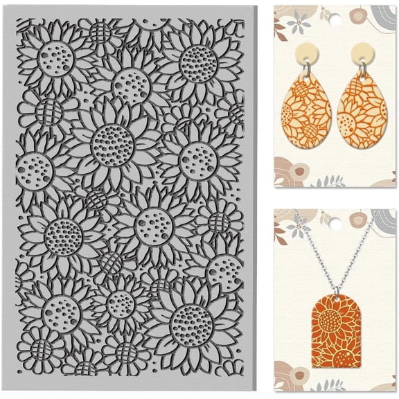 Sunflower Plant Clay Texture Mat Polymer Clay Molds DIY Clay Texture Tools