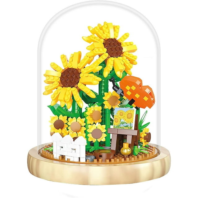 Sunflower Plant Decor Building Set for Adult, Flower Botanical Bonsai
