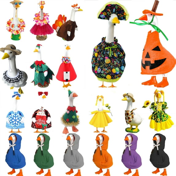 Sunflower Porch Goose Outfit Set, Cute and Funny Porch Goose Clothes for Lawn Yard Patio Decoration, Adorable Garden Goose Costume Fits Goose Statue for Summer Spring Outdoor Porch Display, HAODEJW