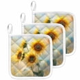 thumbnail image 1 of Sunflower Pot Holders for Kitchen Heatproof Potholder, 3 Pack Watercolor Yellow Floral Botanical Hot Pads Multipurpose Oven Pads Cloth Potholders Trivet for Cooking Baking, 1 of 8