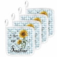 thumbnail image 1 of Sunflower Pot Holders for Kitchen Heatproof Potholder, 4 Pack Blue Plaid Farmhouse You Are My Sunshine Hot Pads Multipurpose Oven Pads Cloth Potholders Trivet for Cooking and Baking, 1 of 8