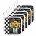 thumbnail image 1 of Sunflower Pot Holders for Kitchen Heatproof Potholder, 5 Pack Black White Check Farmhouse Bee Vase Floral Hot Pads Multipurpose Oven Pads Cloth Potholders Trivet for Cooking Baking, 1 of 8