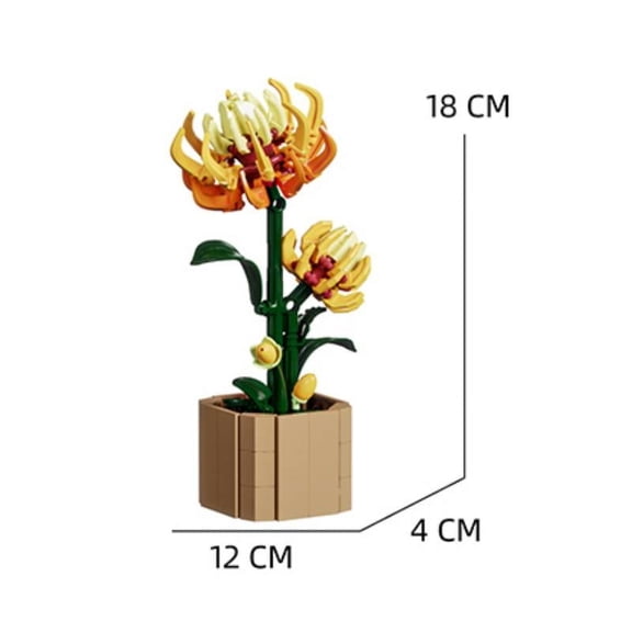 Sunflower Potted House Decoration Creativity  Model Bricks DIY Flowers Toy Building Block Gifts for Kids s