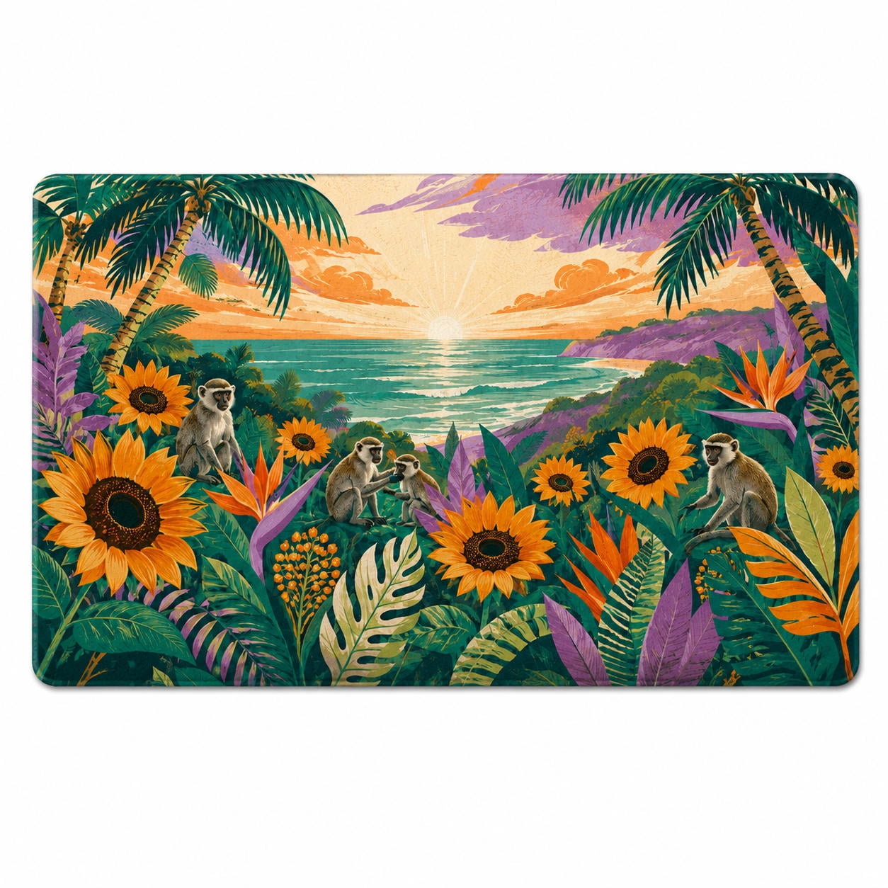 Prairie Monkey Sunflower Prairie Monkey Rectangle Rug for Bedroom Tropical Summer ...