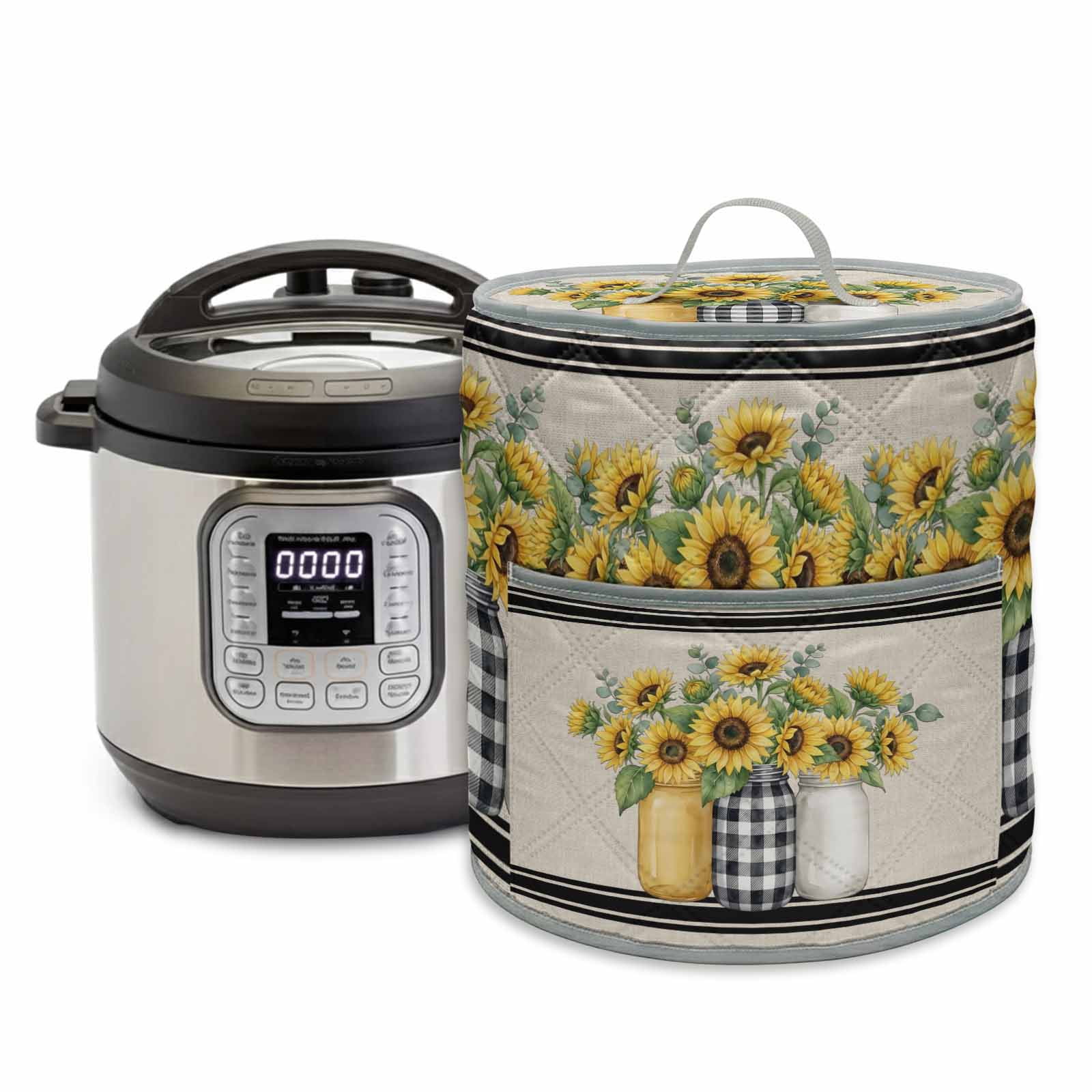 Sunflower Pressure Cooker Cover Classic Floral Black White Plaid ...
