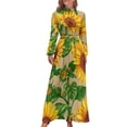 thumbnail image 1 of Sunflower Print Dress Leaves and Flowers Street Style Boho Beach Dresses Women Long Sleeve High Waist Sexy Long Maxi Dress, 1 of 5