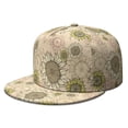 thumbnail image 1 of Sunflower Print Flat Brim Snapback Hat - Adjustable Streetwear Cap for Men & Women - Boho Floral Vintage Design, 1 of 4