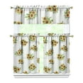 thumbnail image 1 of Sunflower Print Kitchen Curtains 3-Piece Set - Vintage Rustic Rod Pocket Window Panels with Valance & Tiers, 1 of 5