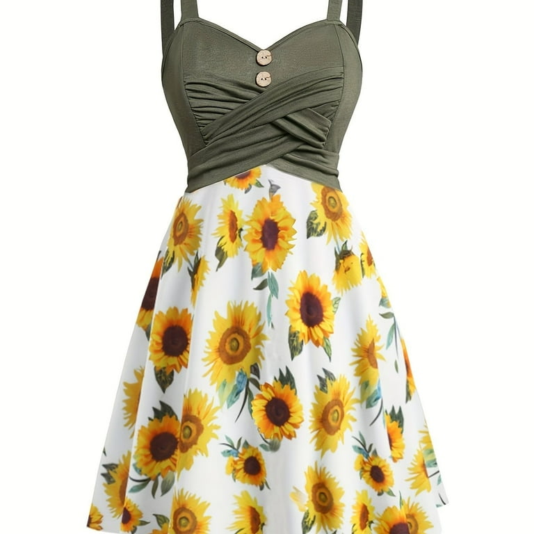 Vintage sunflower dress hot sale