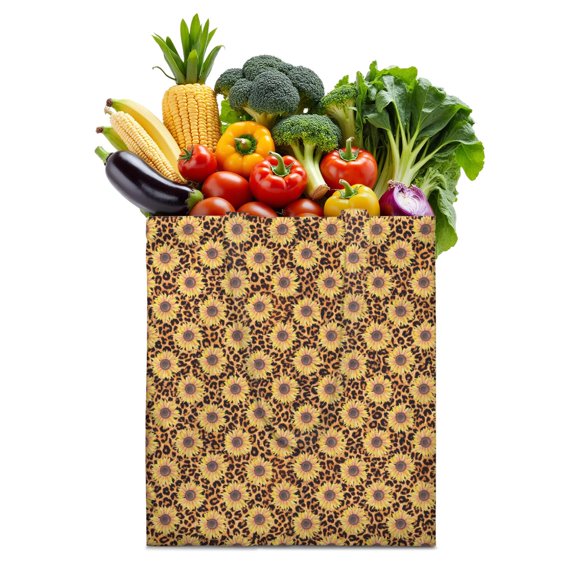 Sunflower Print Reusable Grocery Tote Bag – Vintage Boho Farmhouse Canvas Shopping Bag with Watercolor Floral Design, Beach, Picnic, Summer & Fall
