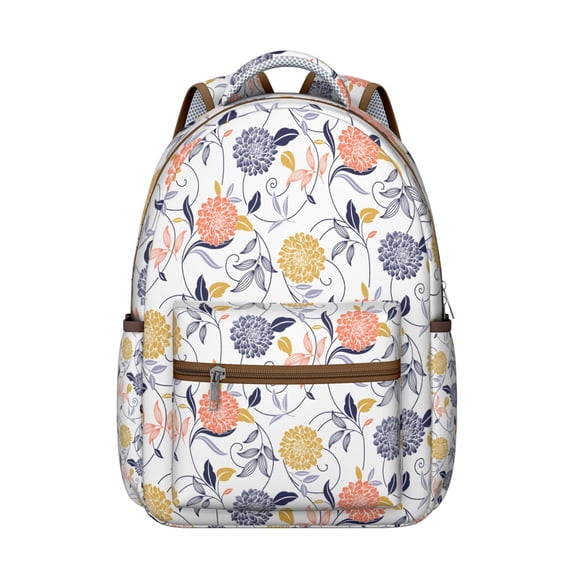 "Sunflower Print Reversible Backpack - Dual-Side Flowers Design School Backpack, 2-in-1 Floral Bookbag with Contrast Patterns"