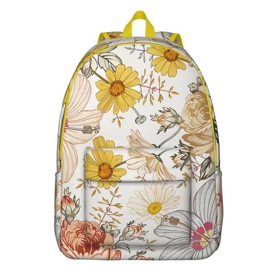 Sunflower Print School Bookbag for College Students, Large Capacity Flowers Design Backpack with Laptop Sleeve, Durable Campus Backpack for Everyday Commuting Work Travel, Unisex Gift
