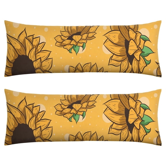 Sunflower Print Throw Pillow Case&nbsp;– Large Bold Sunflowers, Statement Piece Lumbar Pillow Cover for Couch Bed Sofa Home Decor Sofa & Bed