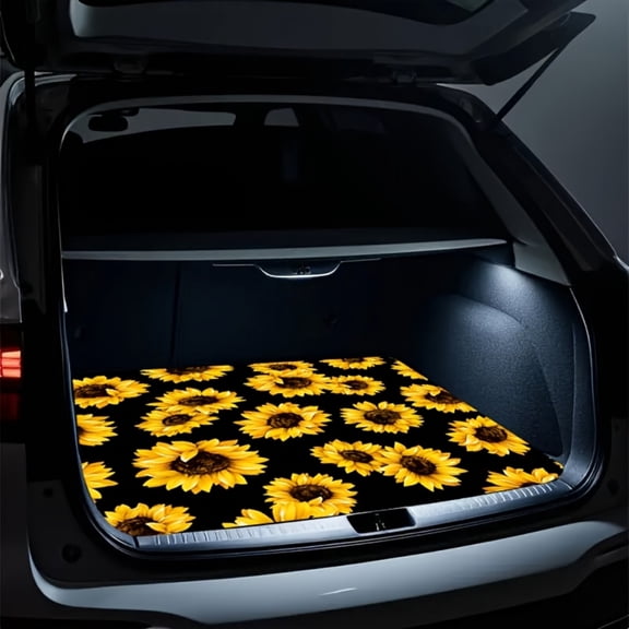 Sunflower Print Universal Car Trunk Mat All Weather Protection Cargo Liner Durable Vehicle Interior Accessories Suitable for Most Car Models