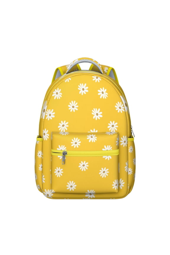 "Sunflower Quilted Backpack for Women - Padded Flowers Pattern Backpack with Diamond Stitching, Luxurious School Bag for College, Fashionable Winter Accessory"