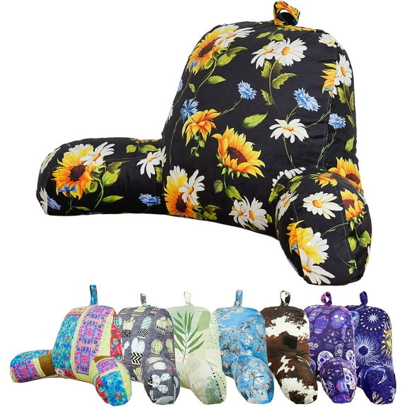 Sunflower Reading Pillow, Back Support Rest Pillow for Adult, Backrest Pillows with Arms for Sitting in Bed Reading, Working, Playing Games, Watching TV