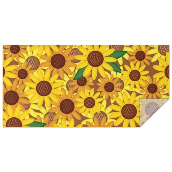 Brown Yellow Sunflower Pattern Rectangle Tablecloth 60"x120",Waterproof Polyester Rectangle Table Cloth, Wipeable Spillproof Polyester Tablecloth for Dining, Camping, Indoor and Outdoor