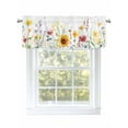 thumbnail image 1 of Sunflower Red Flower Green Leaves Valances Curtain Kitchen Rod Pocket Short Panels Window Treatment Topper Curtains for Living Bedroom 1 Panel 42x12 inch, 1 of 9