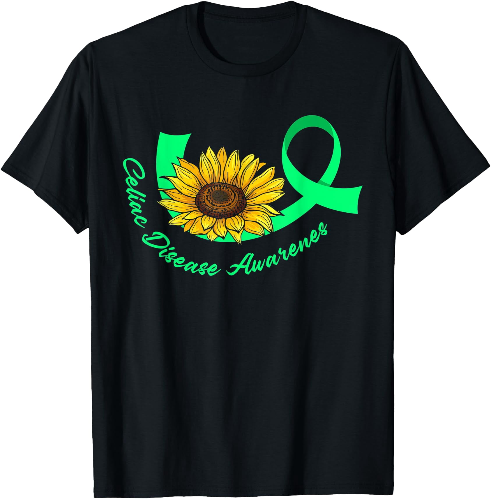 Sign Language For Pink Ribbon Sunflower Ribbon Celiac Disease Awareness T-Shirt - Walmart.com