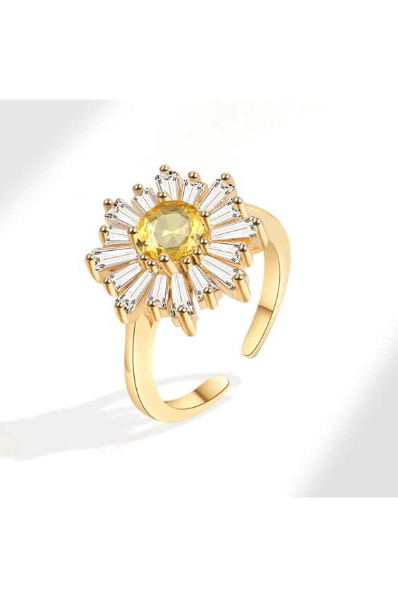 Sunflower Ring Fashion All Match Opening Yellow Gold Copper