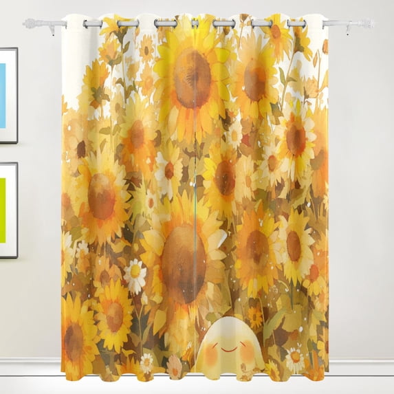 Sunflower Room Blackout Cutrains Original Design Summer Thermal Insulated Curtain for Home, Living Room, Bedroom, Offices, Kitchen 84 x 55 Inch x 2 Panels