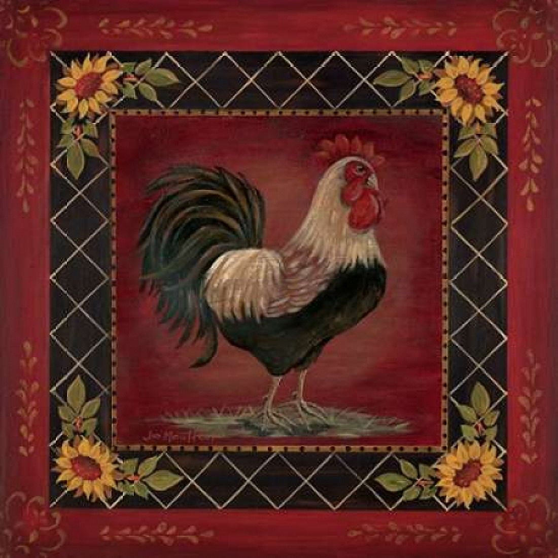Sunflower Rooster I Canvas Art - Jo Moulton (24 x 24)