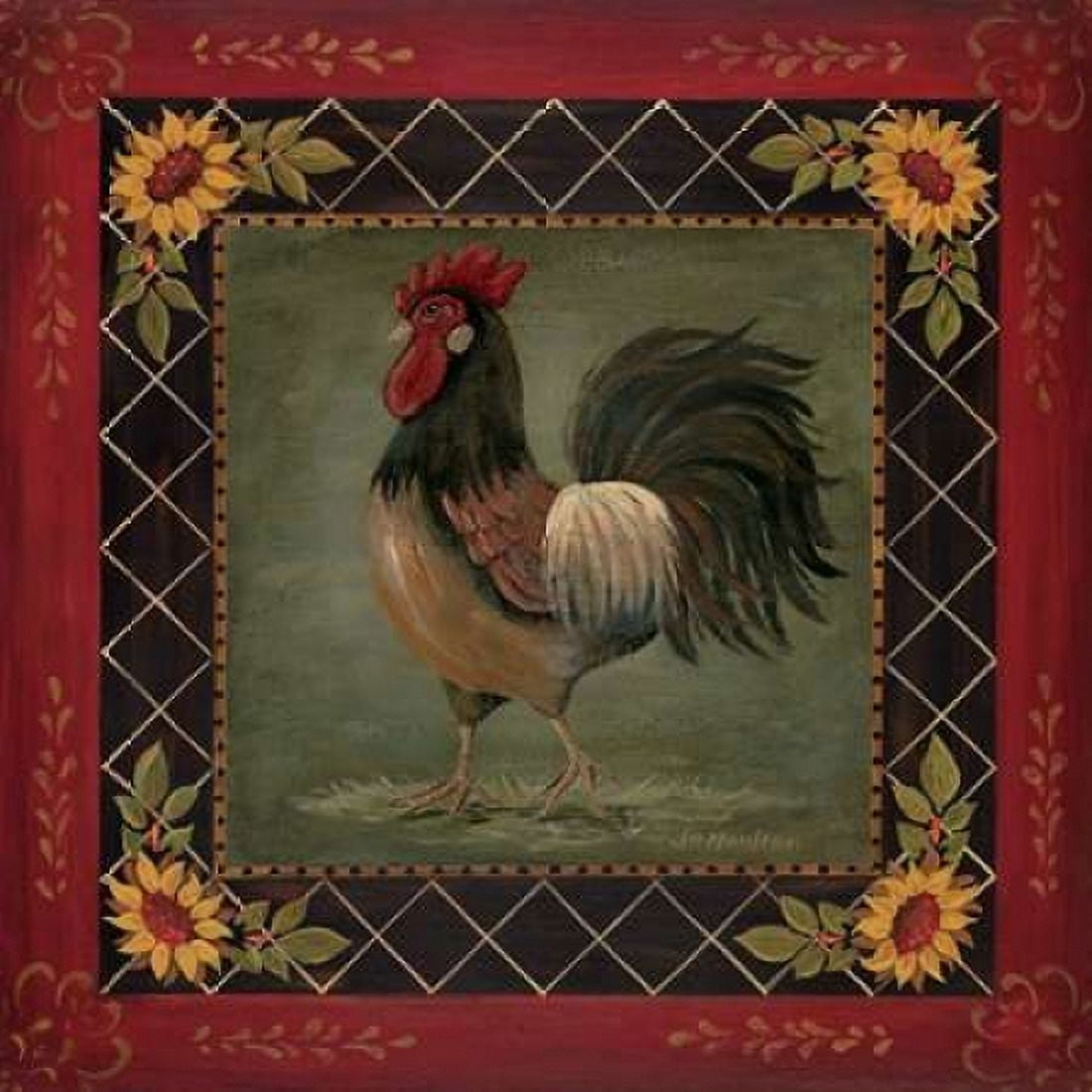 Sunflower Rooster II Canvas Art - Jo Moulton (24 x 24)