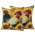 thumbnail image 1 of Sunflower Rooster Pillow Covers 2 Pack Farmhouse Animal Butterfly Floral Rustic Country Pillowcase Waterproof Outdoor Throw Pillow Cover for Patio Garden Square Cushion 26”x26”, 1 of 9