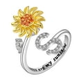 thumbnail image 1 of Sunflower Rotating Open Ring with 26 Letters Adjustable Stress Relief Decompression Anxiety Ring for Women Unique Fidget Jewelry Stylish Finds for Less, 1 of 1