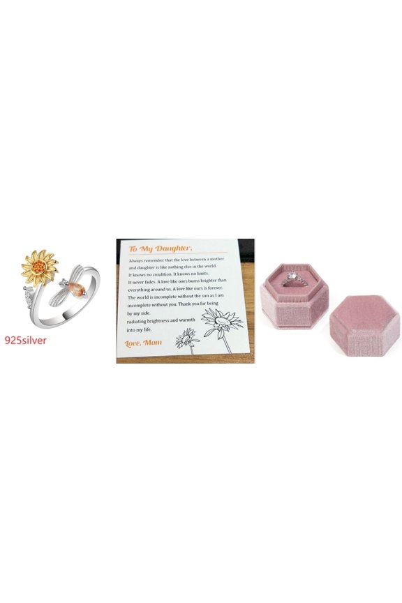 Sunflower Rotating Ring Set With Diamond Simple And Versatile