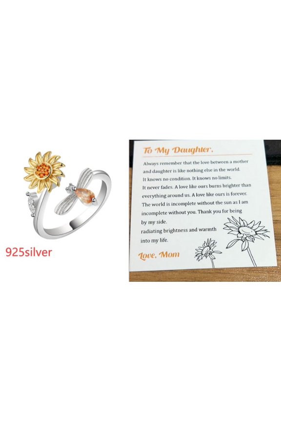 Sunflower Rotating Ring Set With Diamond Simple And Versatile