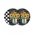 thumbnail image 1 of Sunflower Round 13 Inch Placemats Set of 2, Black White Check Farmhouse Bee Vase Floral HeatResistant Non Slip Place Mats for Dining Table, Wipeable Braided Kitchen Table Mats for Housewarming, 1 of 9