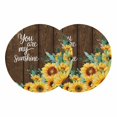 thumbnail image 1 of Sunflower Round 13 Inch Placemats Set of 2, Summer Botanical Yellow Floral Brown Wooden HeatResistant Non Slip Place Mats for Dining Table, Wipeable Braided Kitchen Table Mats for Housewarming, 1 of 9