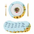 thumbnail image 1 of Sunflower Round 13 Inch Placemats Set of 6, Summer Botanical Yellow Floral Blue Striped HeatResistant Non Slip Place Mats for Dining Table, Wipeable Braided Kitchen Table Mats for Housewarming, 1 of 9